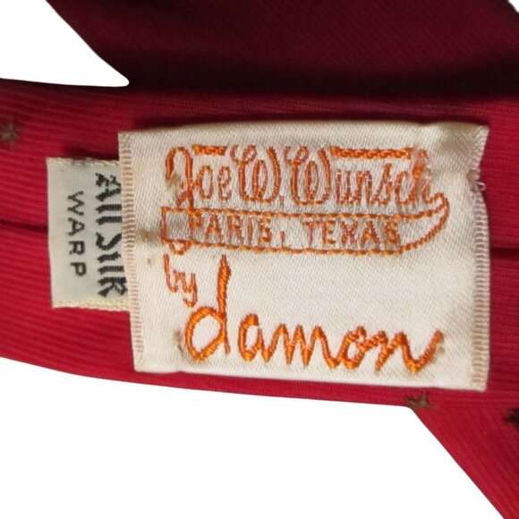 Vintage Damon Star Patterned Red Silk Tie 1950's Paris Texas 52" - Picture 2 of 5